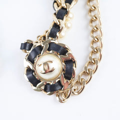 Chanel Pearl/Leather Adjustable Belt 80-110 cm