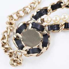 Chanel Pearl/Leather Adjustable Belt 80-110 cm