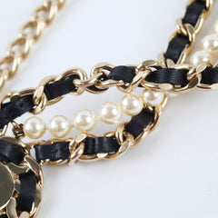 Chanel Pearl/Leather Adjustable Belt 80-110 cm