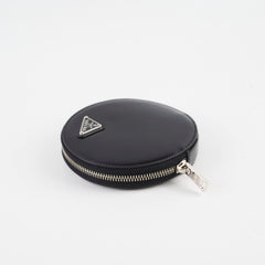 Prada Mini Leather Round Pouch Black