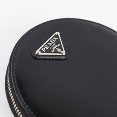 Prada Mini Leather Round Pouch Black