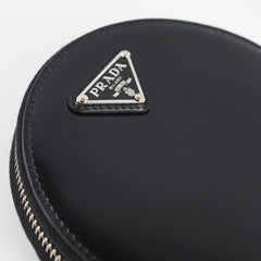 Prada Mini Leather Round Pouch Black