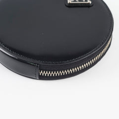Prada Mini Leather Round Pouch Black