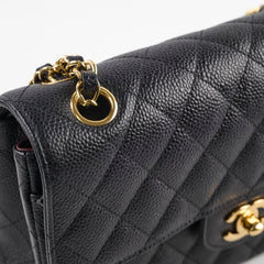 Chanel Caviar Small Classic Flap GHW Black 18 Series