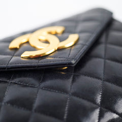 Chanel Vintage 24k Quilted Lambskin Flap Bag Black