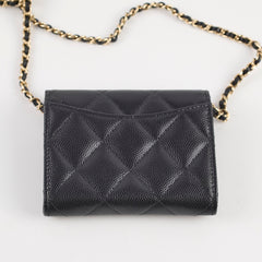 Chanel Cardholder With Chain Caviar Black