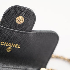 Chanel Cardholder With Chain Caviar Black