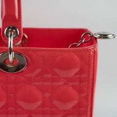 Dior Large Lady Dior Patent Leather Coral