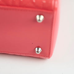 Dior Large Lady Dior Patent Leather Coral