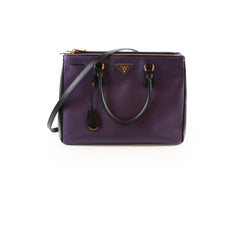 Prada Large Saffiano Lux Galleria Double Zip Tote Purple/Black