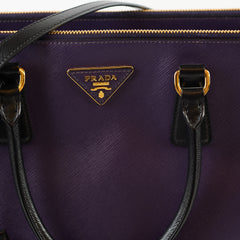 Prada Large Saffiano Lux Galleria Double Zip Tote Purple/Black