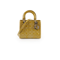 Dior Lady Dior Medium Patent Yellow/Gold