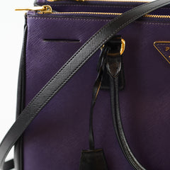 Prada Large Saffiano Lux Galleria Double Zip Tote Purple/Black