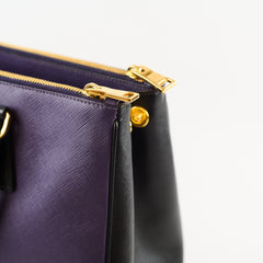 Prada Large Saffiano Lux Galleria Double Zip Tote Purple/Black