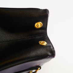Prada Large Saffiano Lux Galleria Double Zip Tote Purple/Black