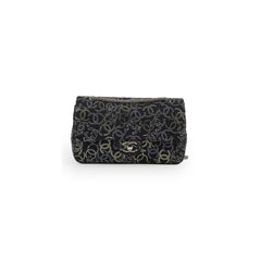 Chanel Medium/large Classic Flap CC Crystal Tweed Black