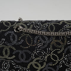 Chanel Medium/large Classic Flap CC Crystal Tweed Black