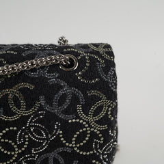 Chanel Medium/large Classic Flap CC Crystal Tweed Black
