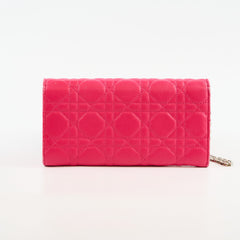 Christian Dior Cannage Wallet on Chain WOC Quilted Lambskin Hot Pink