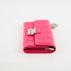Christian Dior Cannage Wallet on Chain WOC Quilted Lambskin Hot Pink