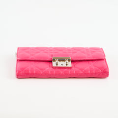 Christian Dior Cannage Wallet on Chain WOC Quilted Lambskin Hot Pink