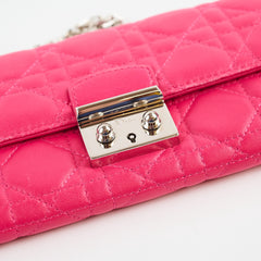 Christian Dior Cannage Wallet on Chain WOC Quilted Lambskin Hot Pink