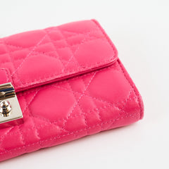 Christian Dior Cannage Wallet on Chain WOC Quilted Lambskin Hot Pink