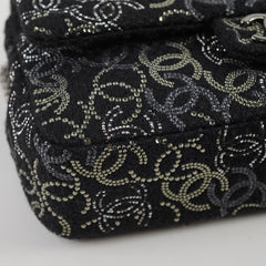 Chanel Medium/large Classic Flap CC Crystal Tweed Black
