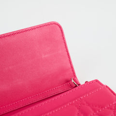 Christian Dior Cannage Wallet on Chain WOC Quilted Lambskin Hot Pink