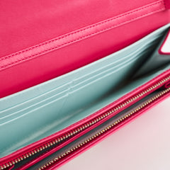 Christian Dior Cannage Wallet on Chain WOC Quilted Lambskin Hot Pink