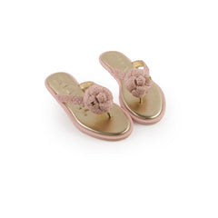 Chanel Camellia Sequins Sandals Pink/Gold - Size 36.5