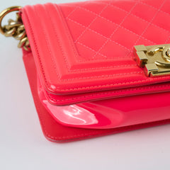 Chanel Boy Small Patent Bright Pink