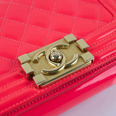 Chanel Boy Small Patent Bright Pink