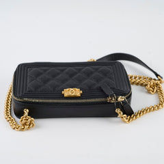 Chanel Caviar Boy Phone Holder Black