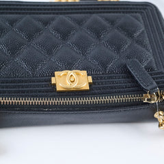 Chanel Caviar Boy Phone Holder Black