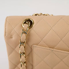 Chanel Medium/Large Caviar Double Classic Flap Beige