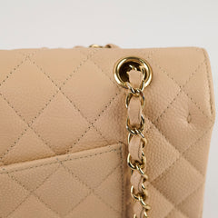 Chanel Medium/Large Caviar Double Classic Flap Beige