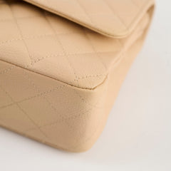 Chanel Medium/Large Caviar Double Classic Flap Beige