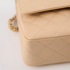 Chanel Medium/Large Caviar Double Classic Flap Beige