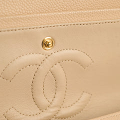 Chanel Medium/Large Caviar Double Classic Flap Beige