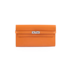 Hermes Kelly Wallet Orange Epsom O in Square