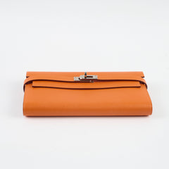 Hermes Kelly Wallet Orange Epsom O in Square