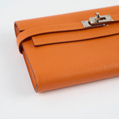 Hermes Kelly Wallet Orange Epsom O in Square