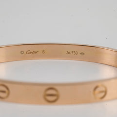 Cartier Love Bracelet Classic Model Pink Gold Size 16