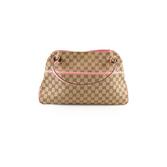 Gucci GG Canvas Eclipse Shoulder Bag Pink Trim
