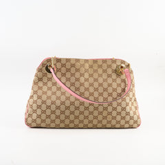 Gucci GG Canvas Eclipse Shoulder Bag Pink Trim