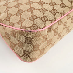 Gucci GG Canvas Eclipse Shoulder Bag Pink Trim