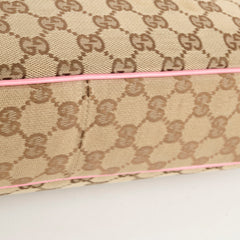 Gucci GG Canvas Eclipse Shoulder Bag Pink Trim