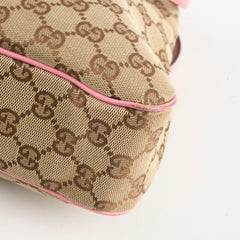 Gucci GG Canvas Eclipse Shoulder Bag Pink Trim