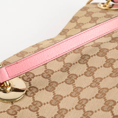 Gucci GG Canvas Eclipse Shoulder Bag Pink Trim
